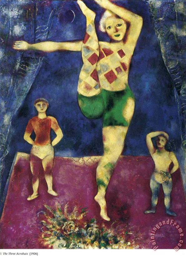 Marc Chagall Three Acrobates 1926 Art Print