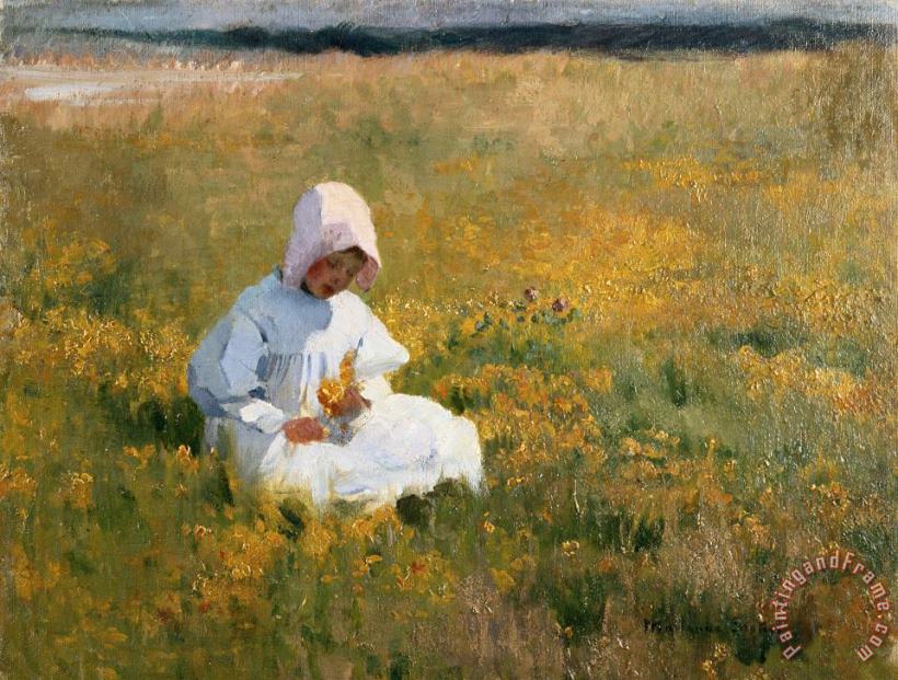Marianne Stokes In a Field of Buttercups Art Painting