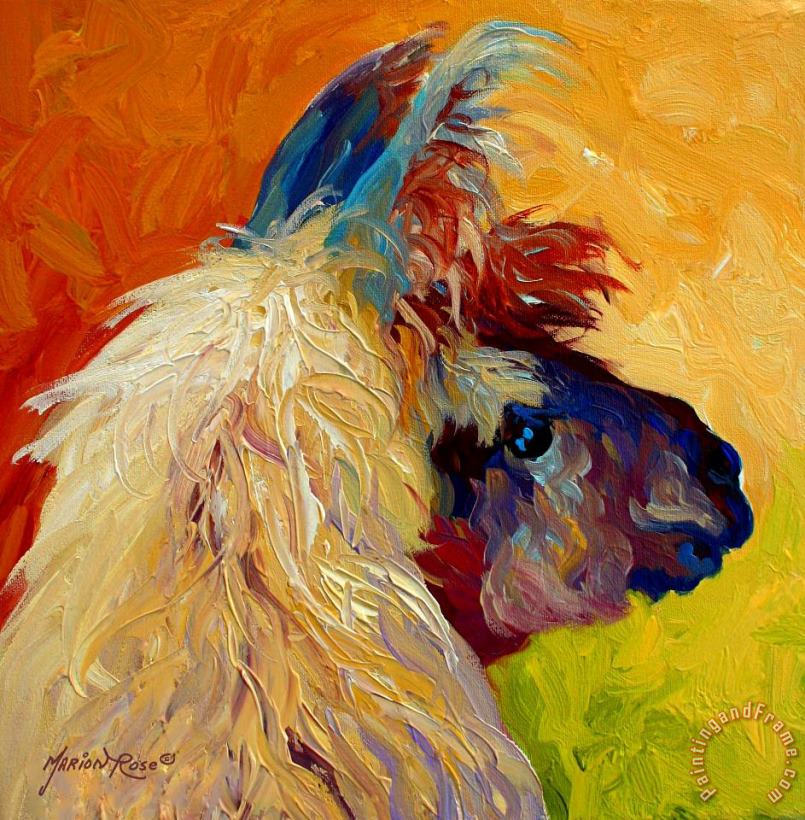 Calico Llama painting - Marion Rose Calico Llama Art Print