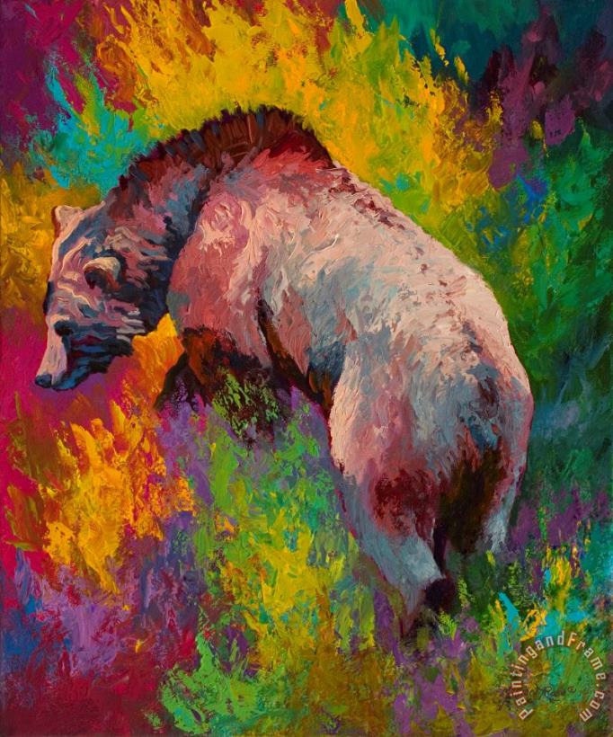 Climbing The Bank - Grizzly Bear painting - Marion Rose Climbing The Bank - Grizzly Bear Art Print