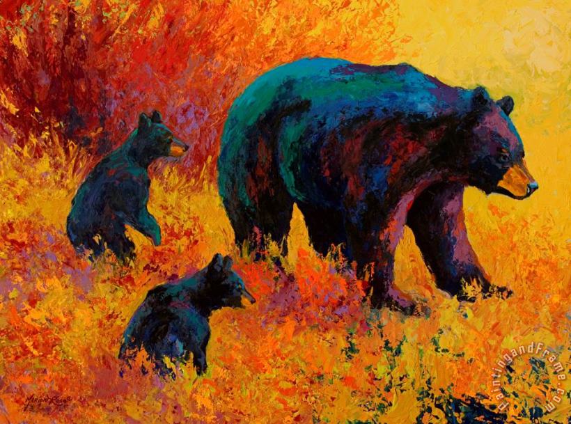 Double Trouble - Black Bear Family painting - Marion Rose Double Trouble - Black Bear Family Art Print