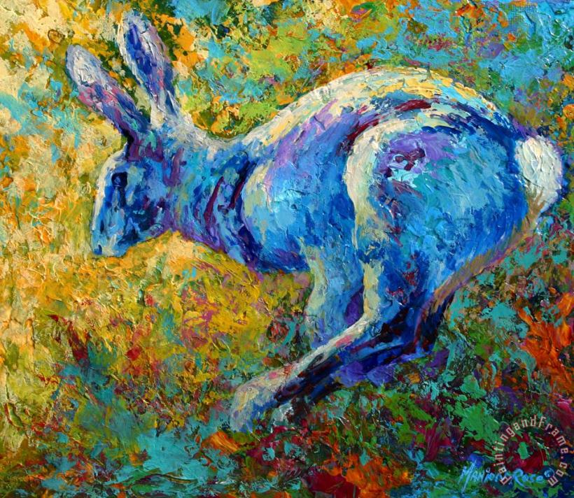 Running Hare painting - Marion Rose Running Hare Art Print