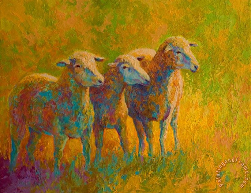 Marion Rose Sheep Trio Art Painting
