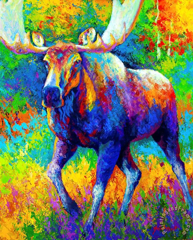 The Urge To Merge - Bull Moose painting - Marion Rose The Urge To Merge - Bull Moose Art Print