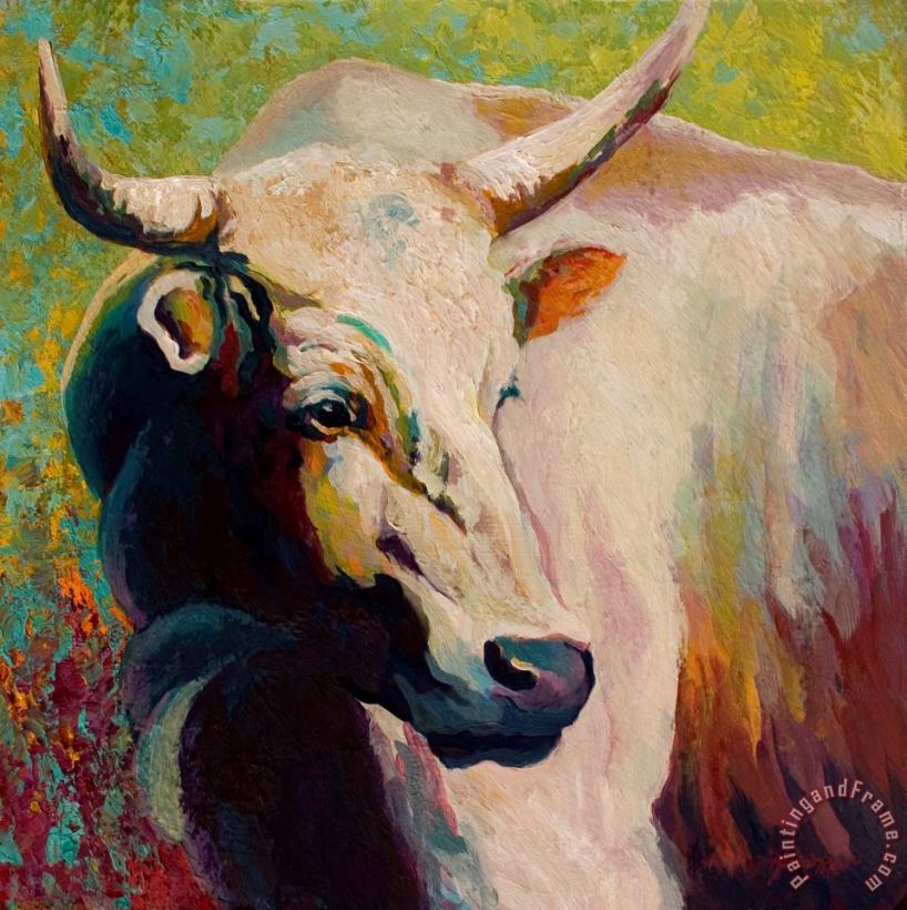 White Bull Portrait painting - Marion Rose White Bull Portrait Art Print