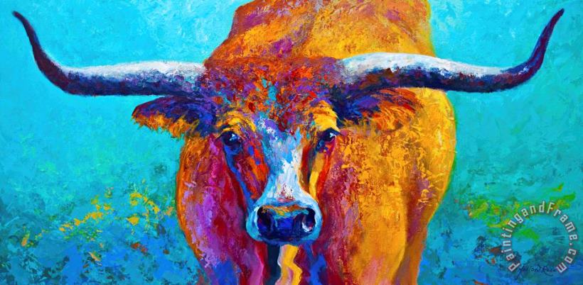 Widespread - Texas Longhorn painting - Marion Rose Widespread - Texas Longhorn Art Print