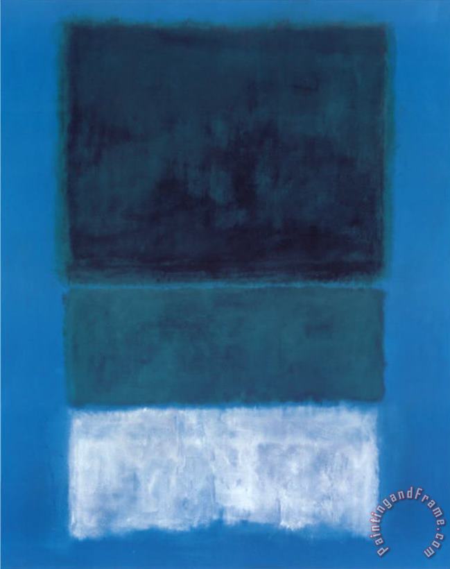 Mark Rothko No 14 White And Greens in Blue Art Painting
