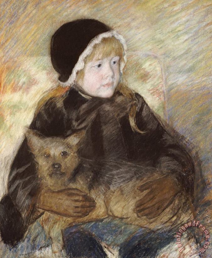 Elsie Cassat Holding a Big Dog painting - Mary Cassatt Elsie Cassat Holding a Big Dog Art Print