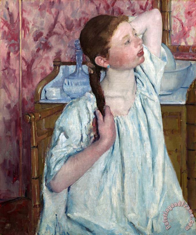 Girl Arranging Her Hair painting - Mary Cassatt Girl Arranging Her Hair Art Print