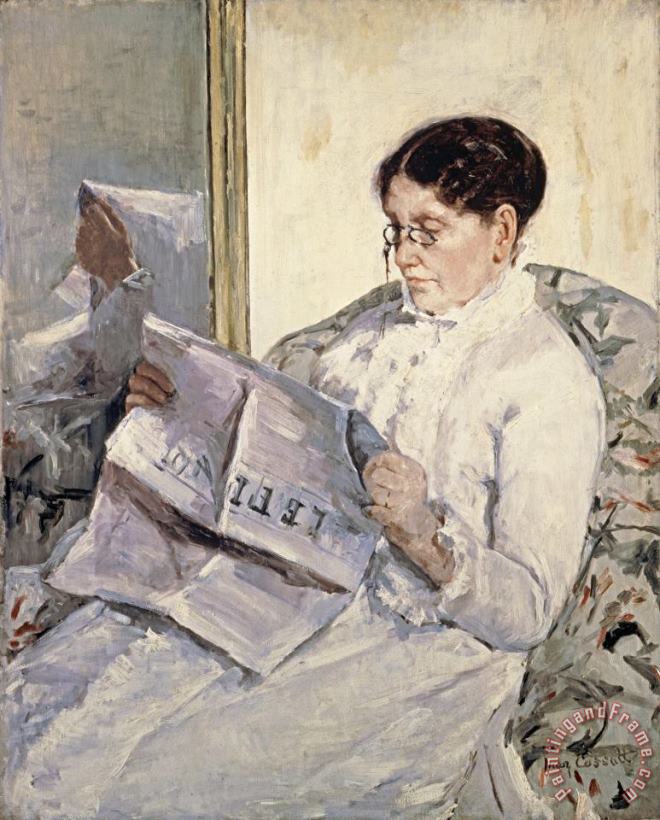 Reading 'le Figaro' painting - Mary Cassatt Reading 'le Figaro' Art Print