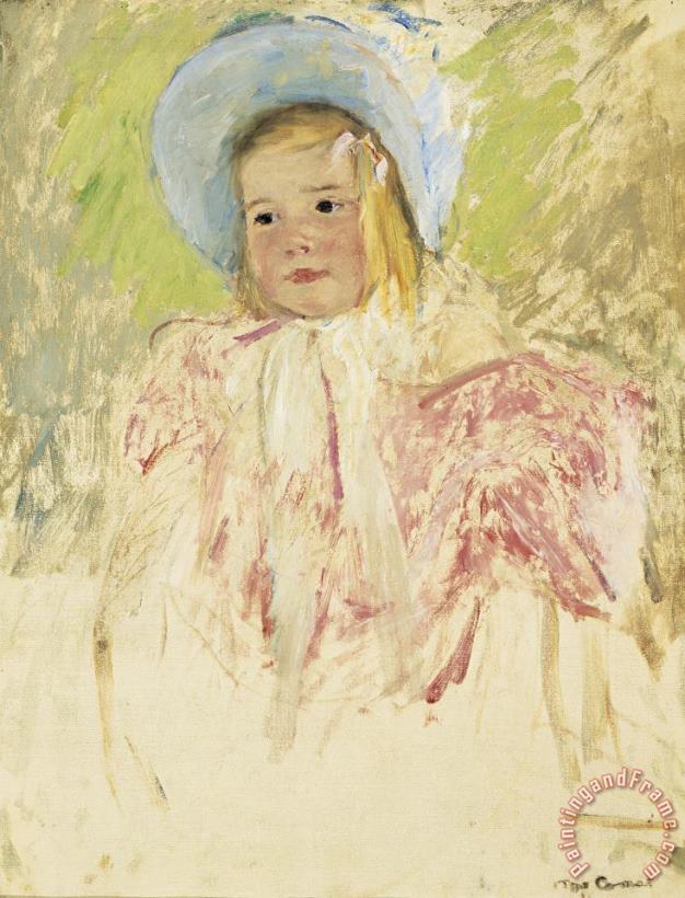Simone in a Blue Bonnet (no. 1) painting - Mary Cassatt Simone in a Blue Bonnet (no. 1) Art Print