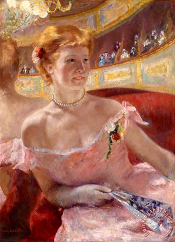 Mary Cassatt Woman with a Pearl Necklace in a Loge Art Print