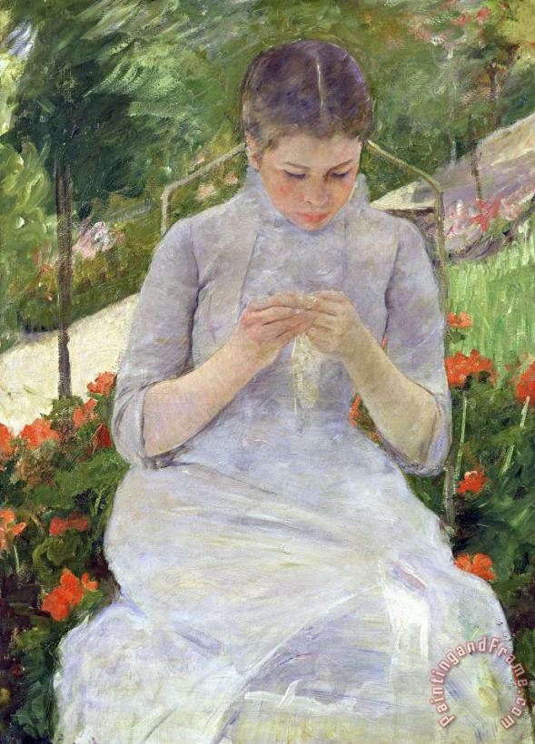 Mary Cassatt Young Woman Sewing in The Garden Art Painting