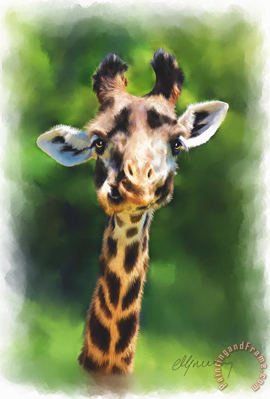 Funny Giraffe painting - Michael Greenaway Funny Giraffe Art Print