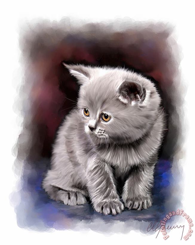 Pet Cat Portrait painting - Michael Greenaway Pet Cat Portrait Art Print