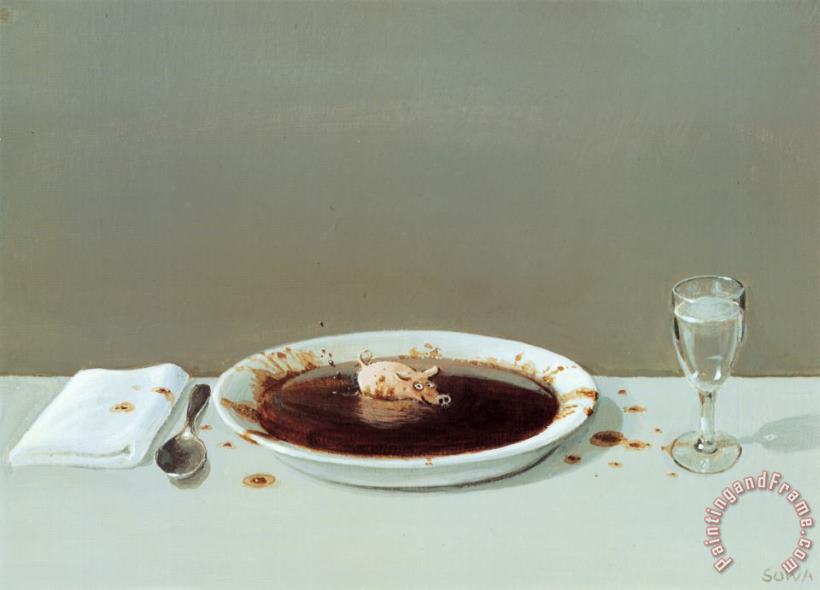 Michael Sowa Pig in Soup Art Painting