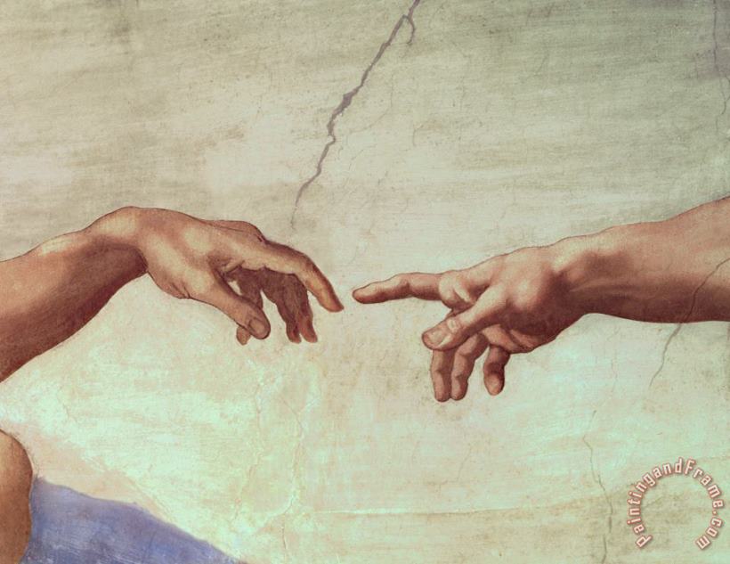 Michelangelo Detail from The Creation of Adam Art Painting