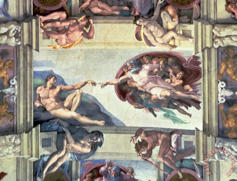 Michelangelo Sistine Chapel Ceiling Creation of Adam Art Painting