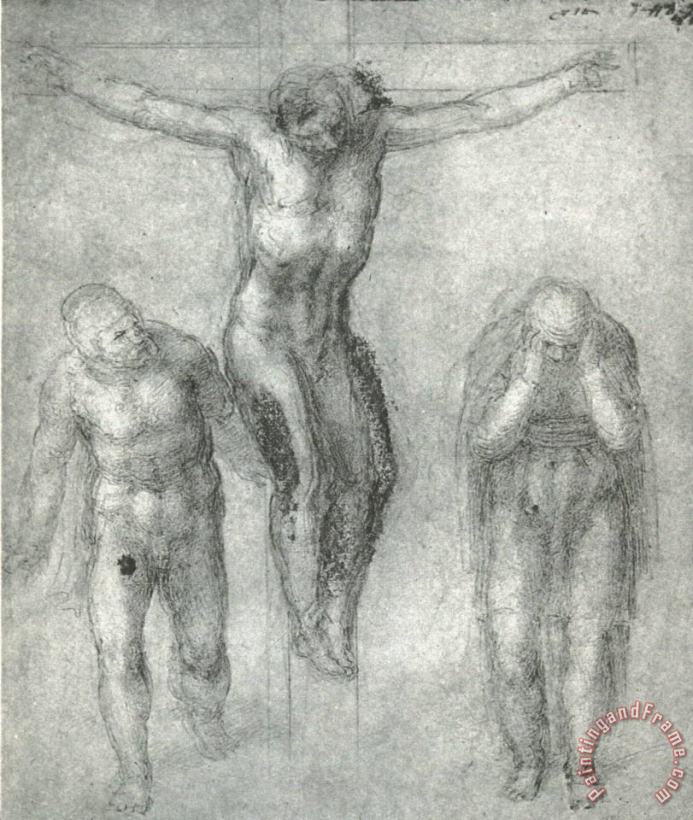 Study for Christ on The Cross with Mourners painting - Michelangelo Study for Christ on The Cross with Mourners Art Print