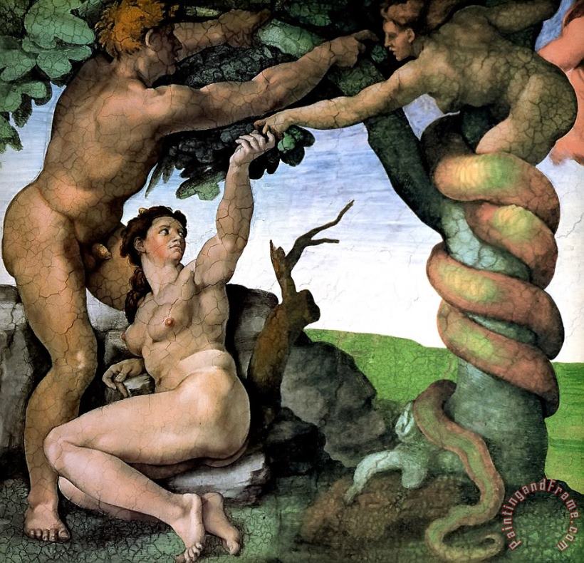 Michelangelo Buonarroti Adam And Eve 1512 Art Print