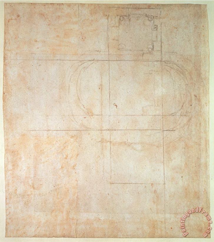 Michelangelo Buonarroti Architectural Drawing Pencil on Paper Art Painting