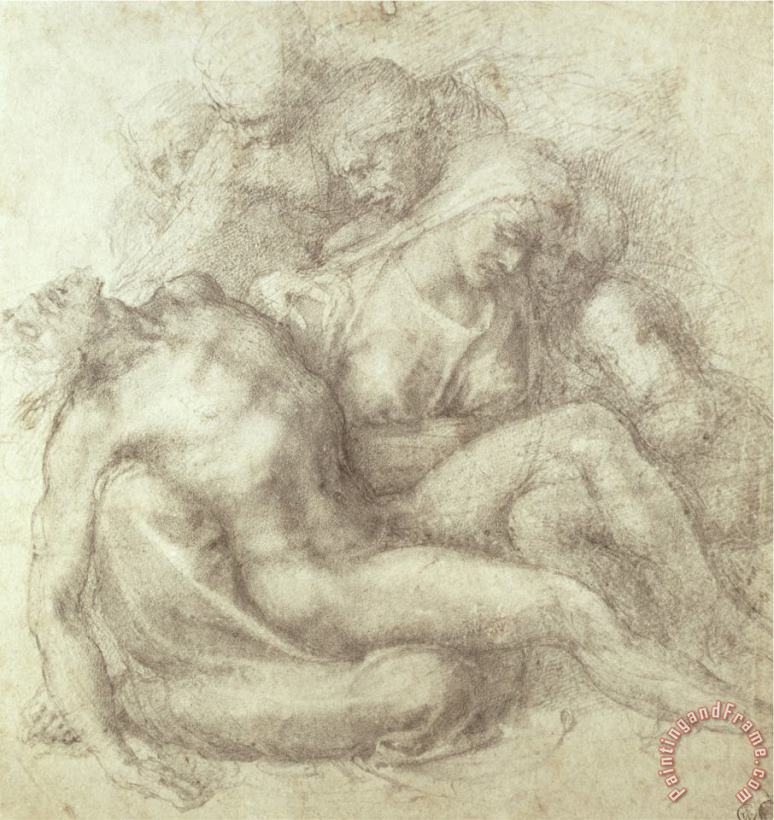 Figures Study for The Lamentation Over The Dead Christ 1530 painting - Michelangelo Buonarroti Figures Study for The Lamentation Over The Dead Christ 1530 Art Print