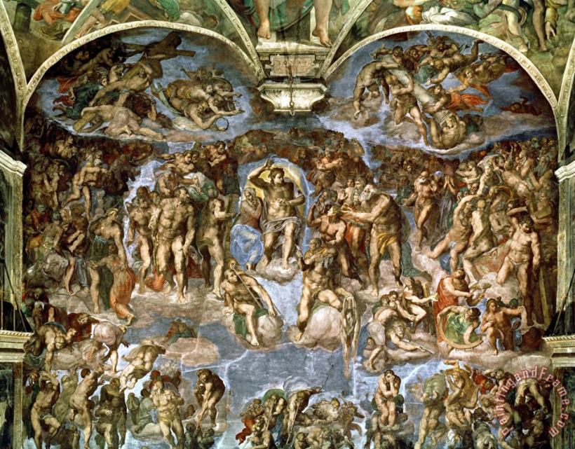 Last Judgement From The Sistine Chapel 1538 41 Fresco painting - Michelangelo Buonarroti Last Judgement From The Sistine Chapel 1538 41 Fresco Art Print