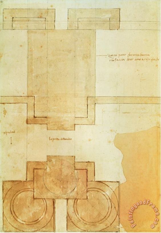 Michelangelo Buonarroti Plan of The Drum of The Cupola of The Church of St Peter S Basilica Art Print