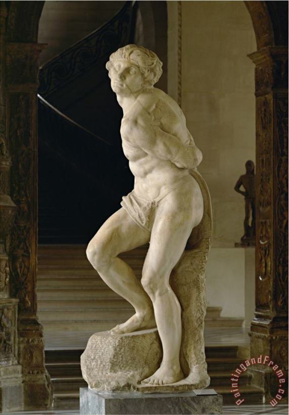 Michelangelo Buonarroti Rebellious Slave for The Tomb of Pope Julius II Giuliano Della Rovere Art Painting