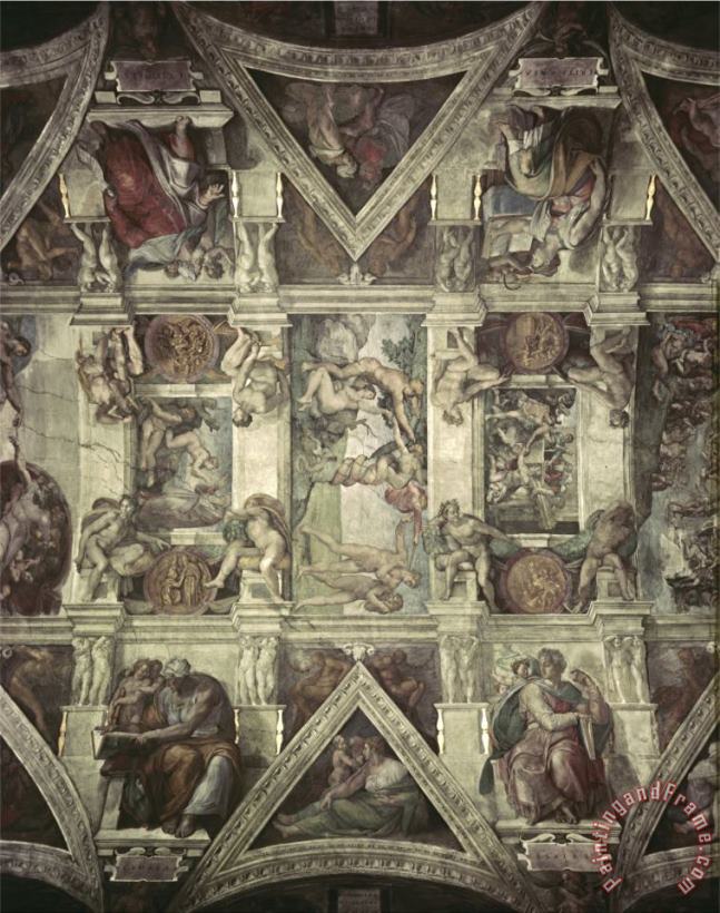 Michelangelo Buonarroti Sacrifice of Noah Expulsion Creation of Eve Art Print