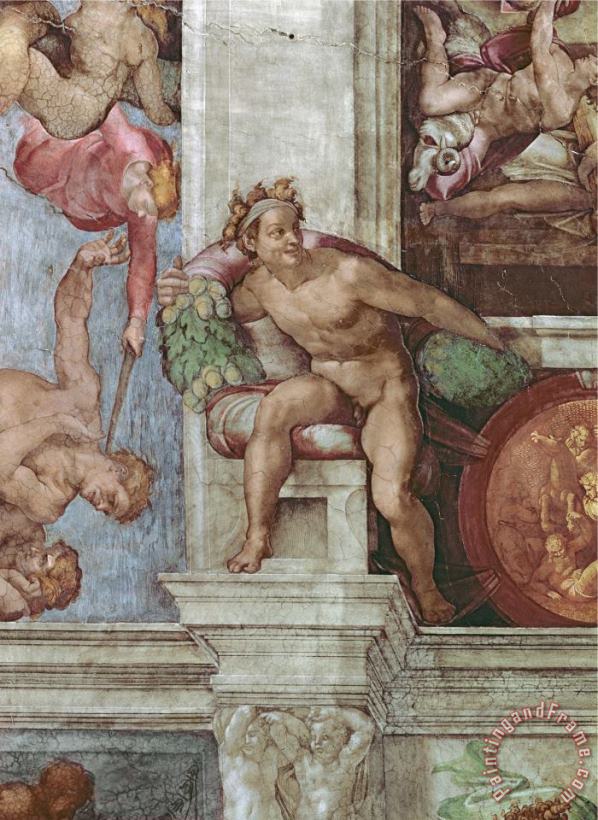 Michelangelo Buonarroti Sistine Chapel Ceiling 1508 12 Expulsion Of Adam And Eve From The Garden Of Eden Ignudo Painting Sistine Chapel Ceiling 1508
