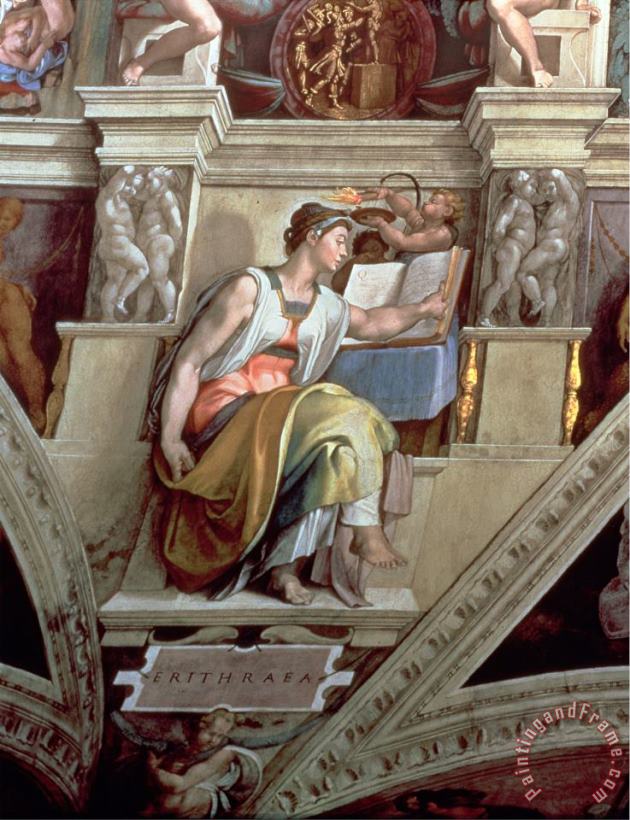 Michelangelo Buonarroti Sistine Chapel Ceiling Eritrean Sibyl 1510 Art Painting