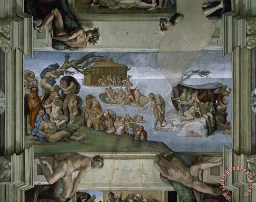 Michelangelo Buonarroti Sistine Chapel Ceiling The Flood 1508 12 Painting Sistine Chapel Ceiling The Flood 1508 12 Print For Sale