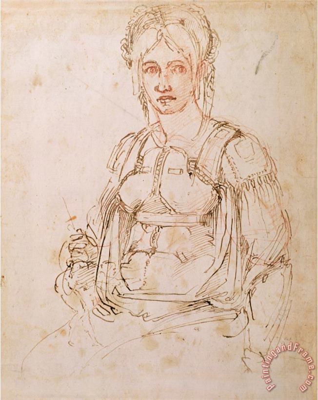 Sketch of a Seated Woman painting - Michelangelo Buonarroti Sketch of a Seated Woman Art Print
