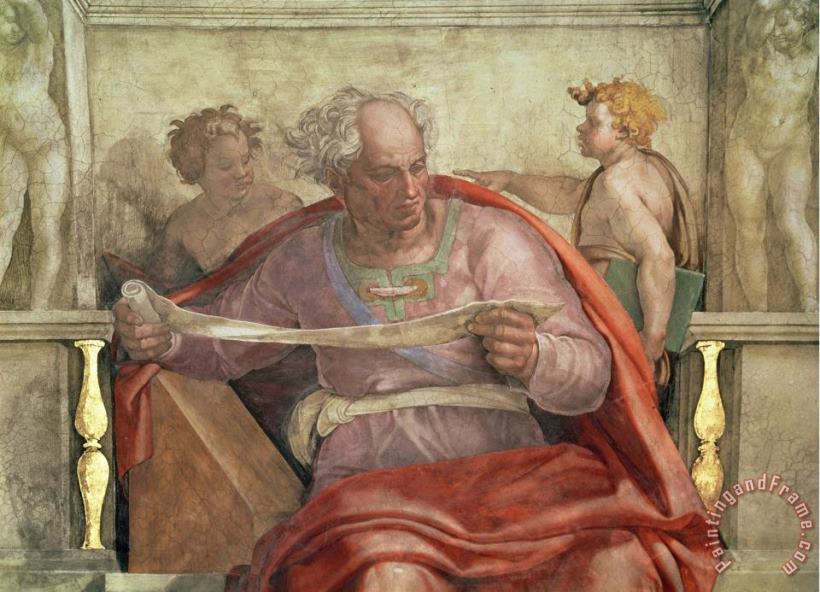 Michelangelo Buonarroti The Prophet Joel From The Sistine Ceiling Pre Restoration Art Painting