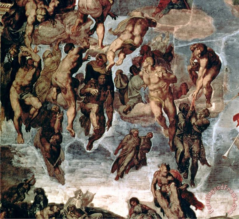Michelangelo Buonarroti The Righteous Drawn Up to Heaven Detail From The Last Judgement Art Print