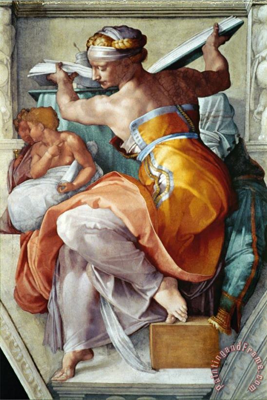 Michelangelo Buonarroti The Sistine Chapel Ceiling Frescos After Restoration The Libyan Sibyl Art Print