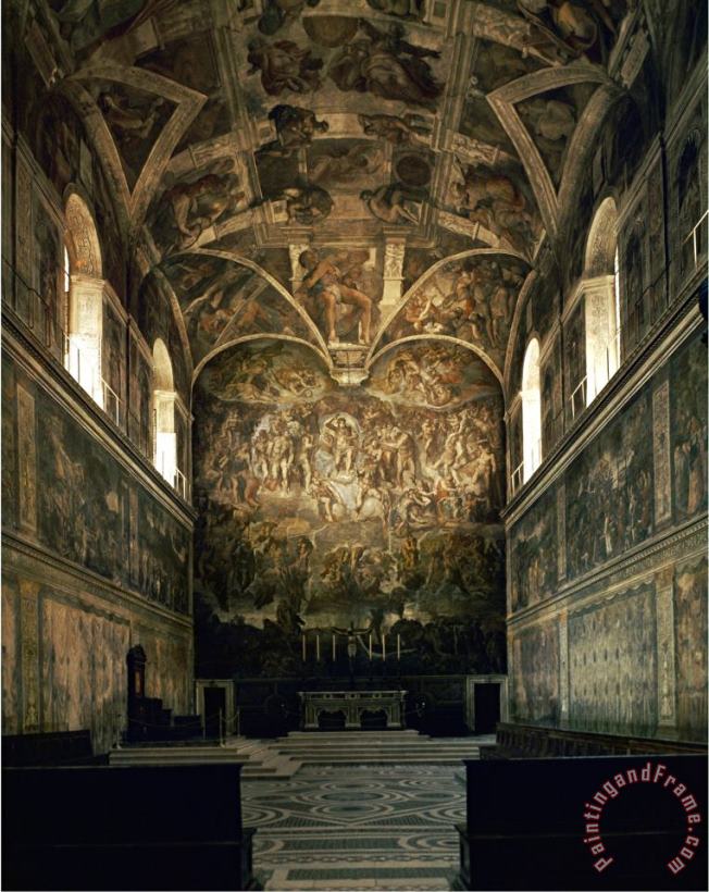 Michelangelo Buonarroti View Of The Sistine Chapel Showing The