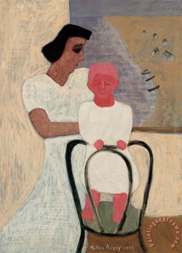 Mother And Child by Seashore, 1943 painting - Milton Avery Mother And Child by Seashore, 1943 Art Print