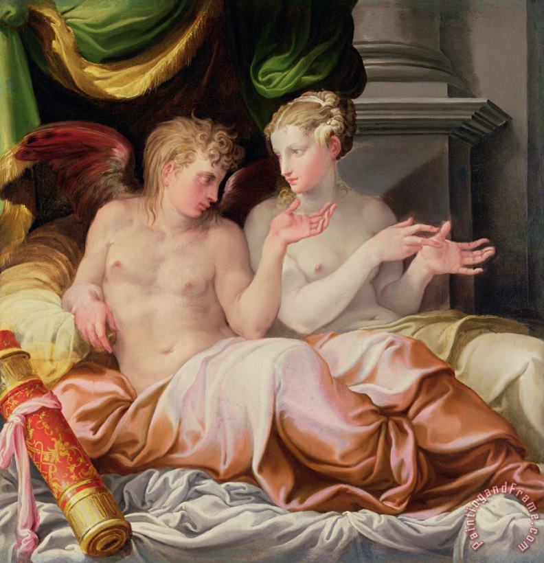 Eros and Psyche painting - Niccolo dell Abate Eros and Psyche Art Print