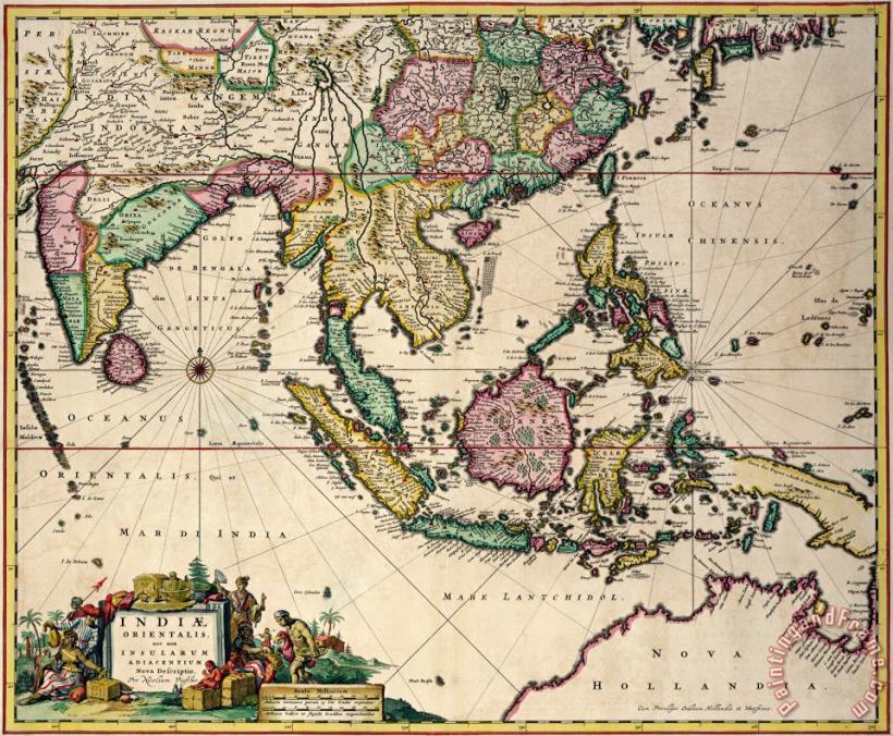 Nicolaes Visscher Claes Jansz General map extending from India and Ceylon to northwestern Australia by way of southern Japan Art Print