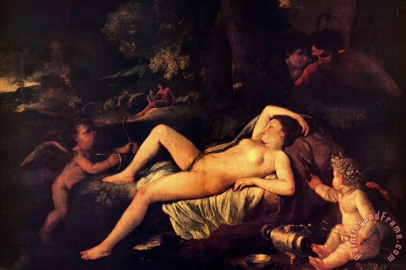 Nicolas Poussin Sleeping Venus And Cupid Art Print