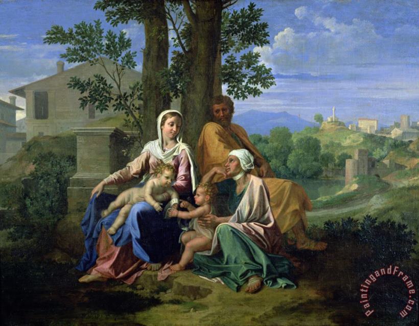 Nicolas Poussin The Holy Family with SS John Elizabeth and the Infant John the Baptist Art Print