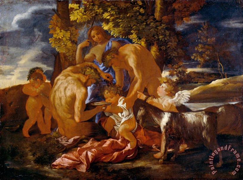 The Nurture of Bacchus painting - Nicolas Poussin The Nurture of Bacchus Art Print