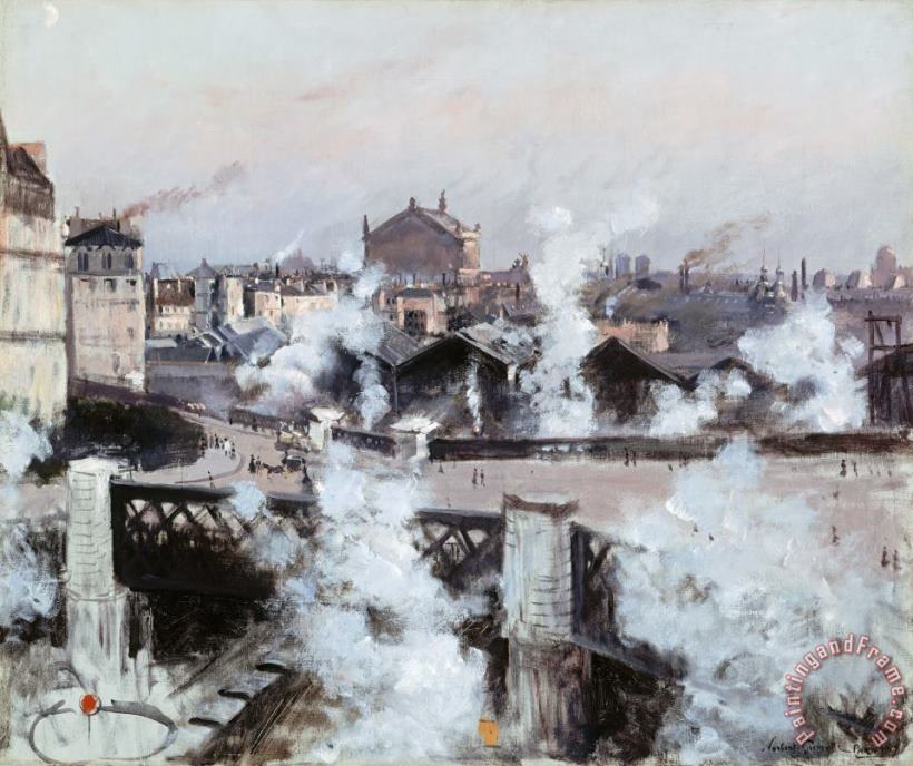 View of St. Lazare Railway Station, Paris painting - Norbert Goeneutte View of St. Lazare Railway Station, Paris Art Print