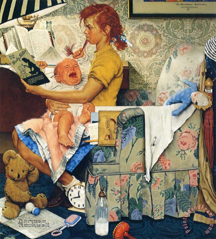 Norman Rockwell Babysitter Art Print