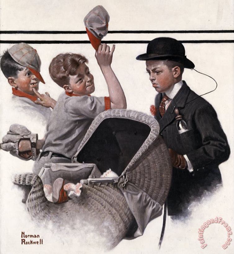 Norman Rockwell Boy with Baby Carriage 1916 Art Print