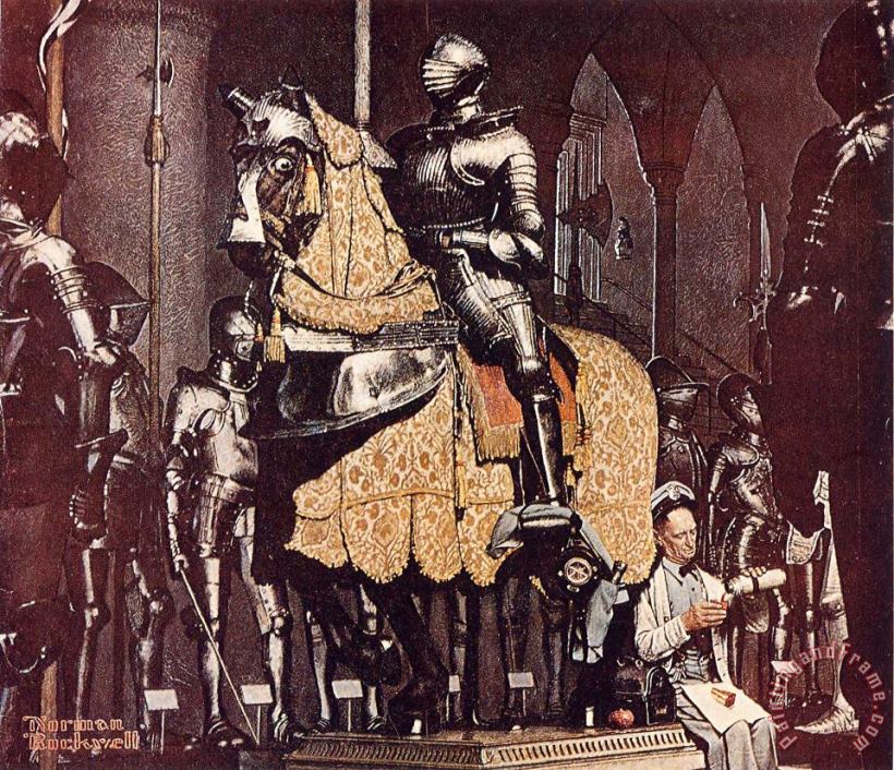 Norman Rockwell Lunch Break with a Knight Art Print