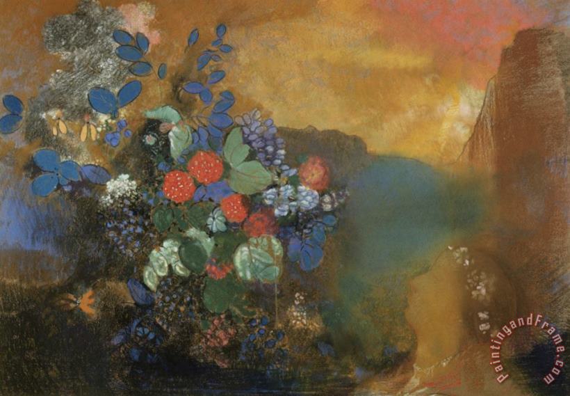 Ophelia Among The Flowers painting - Odilon Redon Ophelia Among The Flowers Art Print