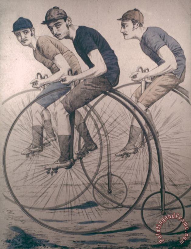 Bicycling, 1880 painting - Others Bicycling, 1880 Art Print